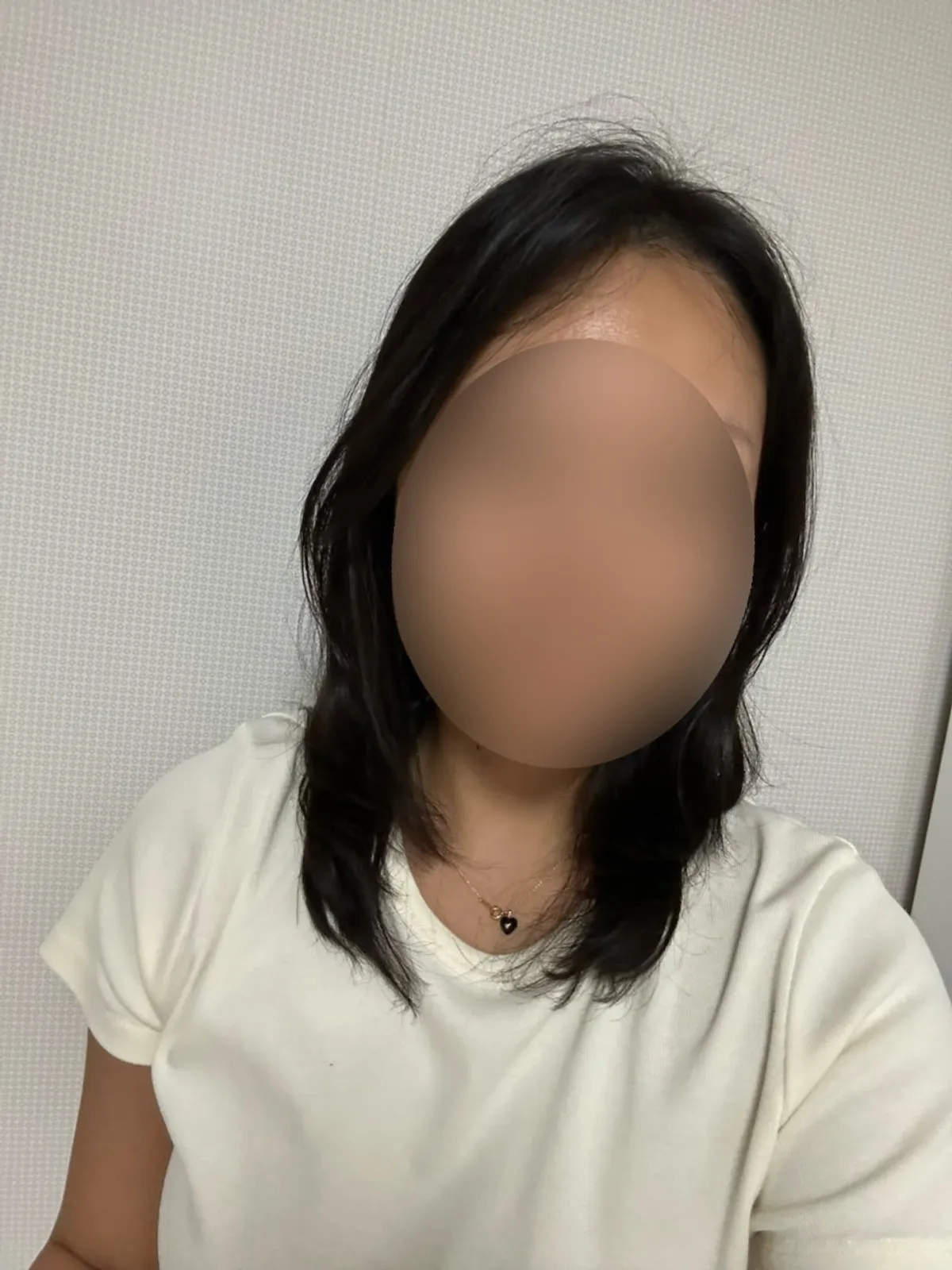 Layered C-curl perm style dried at home