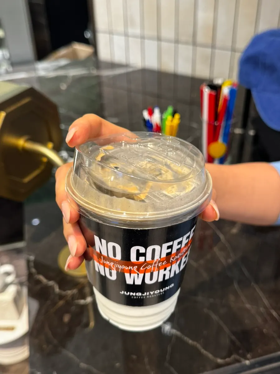 A cup of nutty-smelling black sesame latte