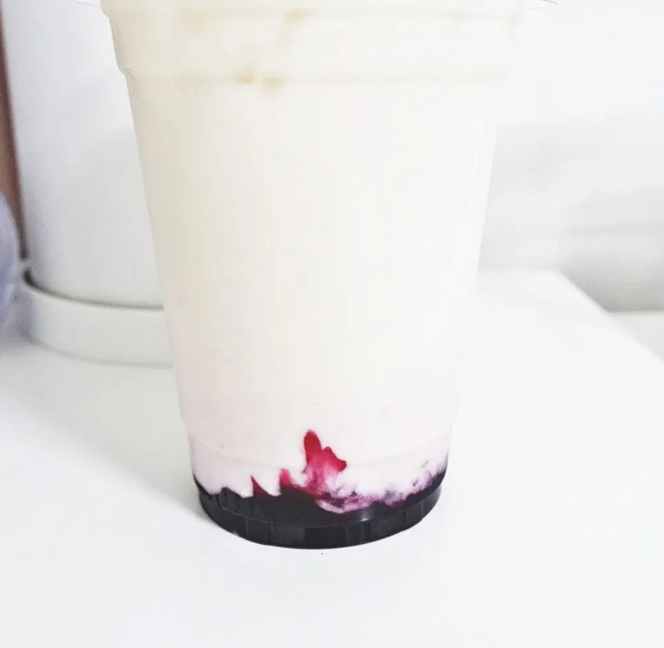 Coconut coffee and blueberry yogurt smoothie together