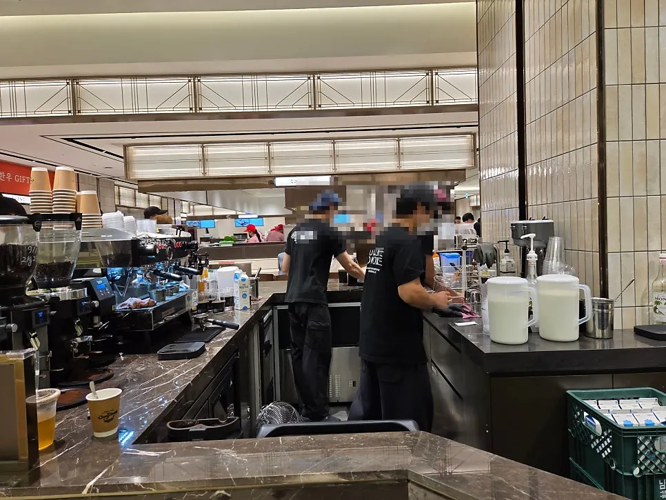 Drinks being prepared at the café bar