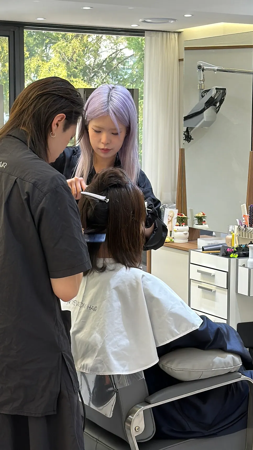 Medium-length hair with the movement of a layered cut
