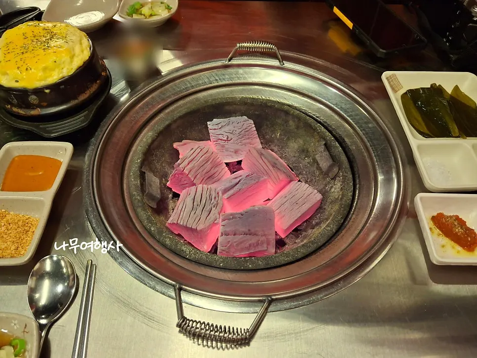 Charcoal brought to the table grill