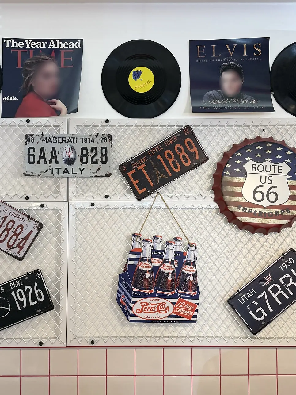 A detail of the retro-vibe interior decor