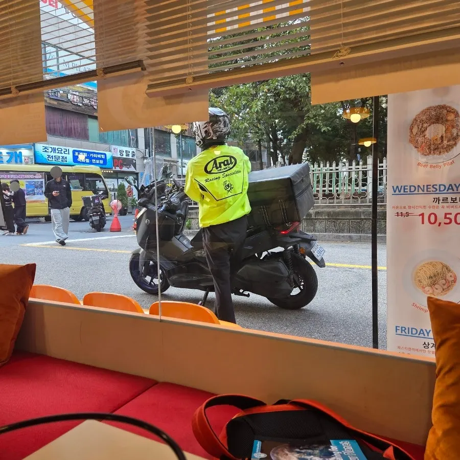 Counter with a steady stream of delivery orders