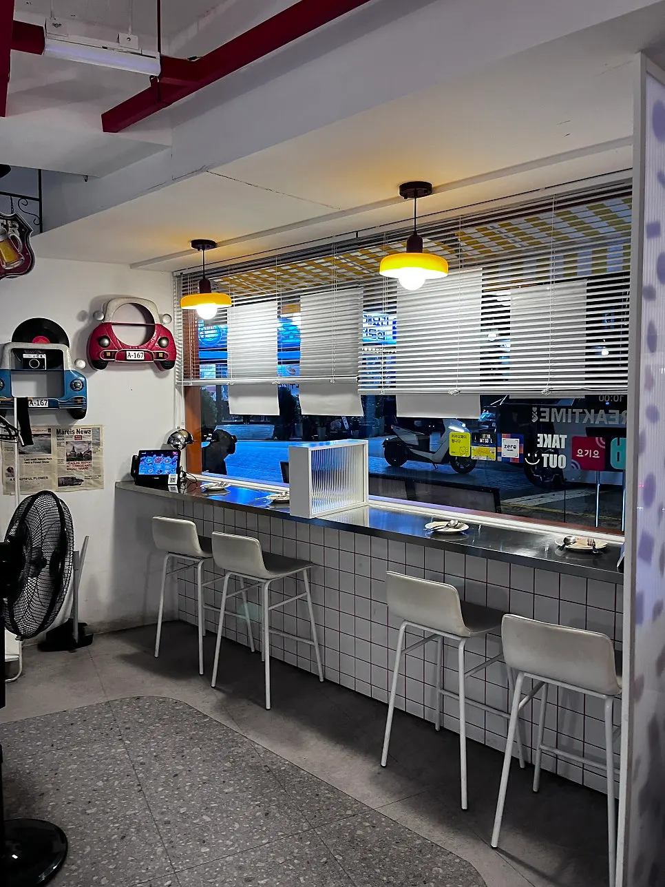 Bright, hip Italian restaurant interior