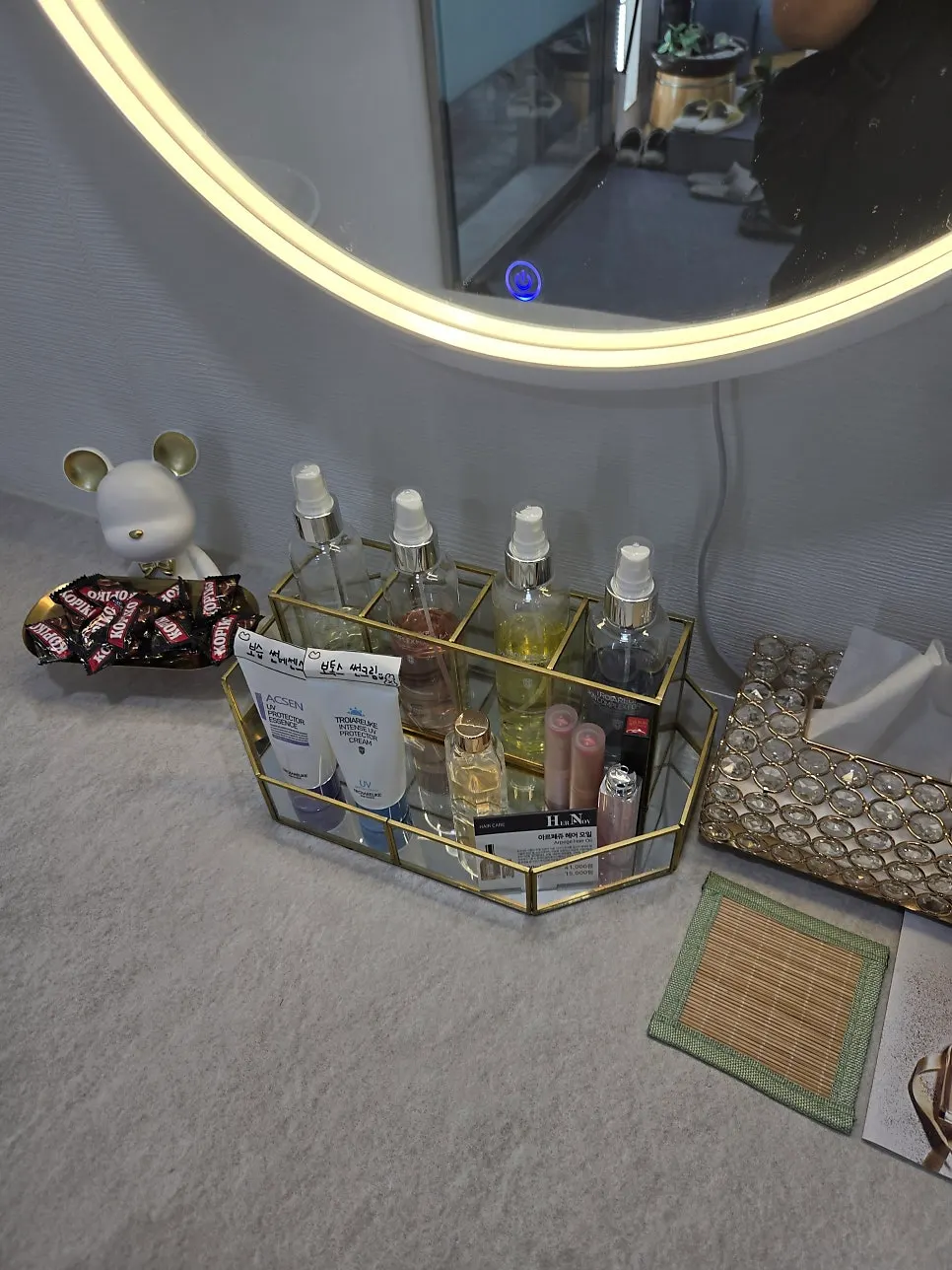 Vanity with products to use after treatment