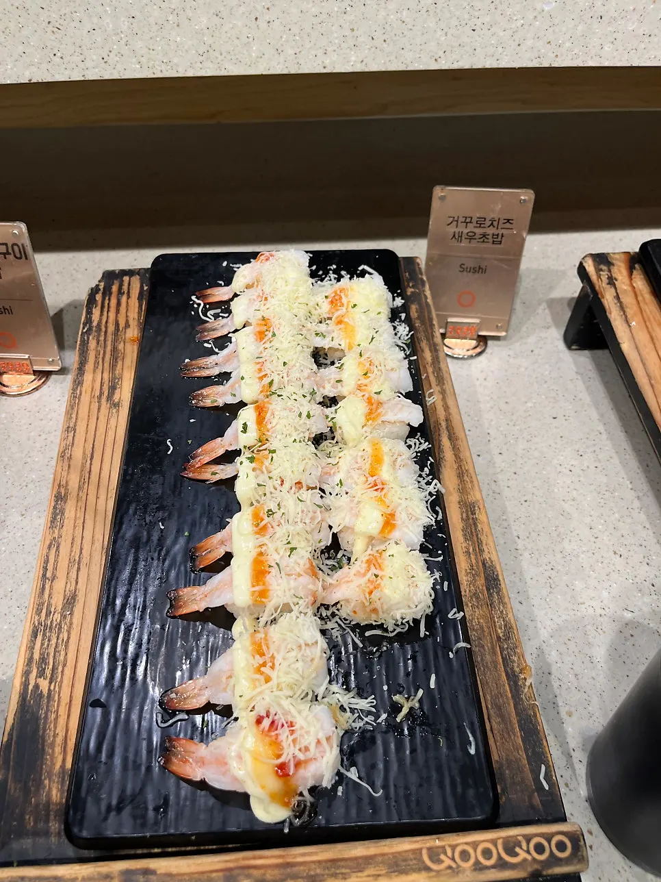 The shrimp sushi corner at Kuu Kuu Nowon Branch