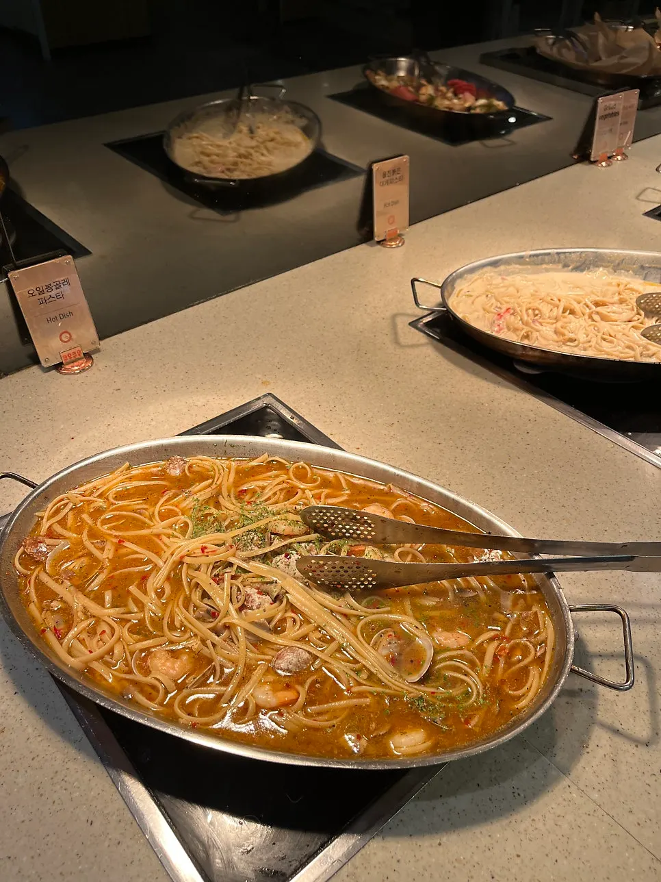The salad corner with sweet pumpkin salad and more