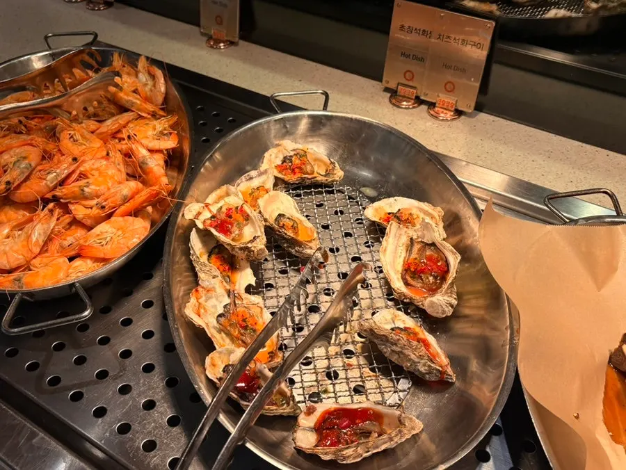 Food display captured while touring the buffet counters