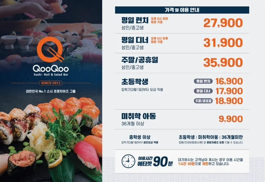 Buffet price signage at Kuu Kuu Nowon Branch