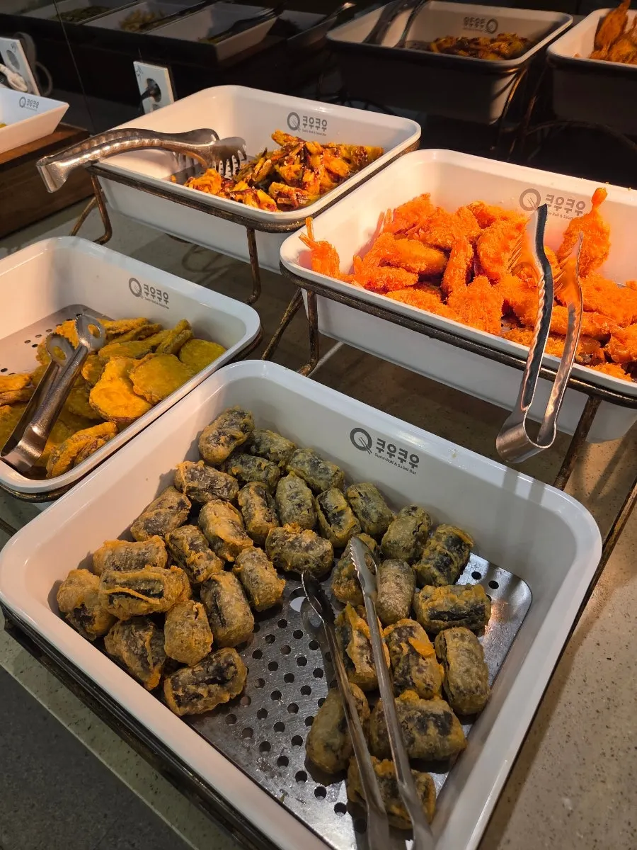 Side dishes at the sushi buffet