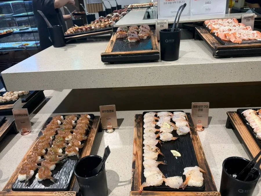 Sushi selection at the sushi buffet