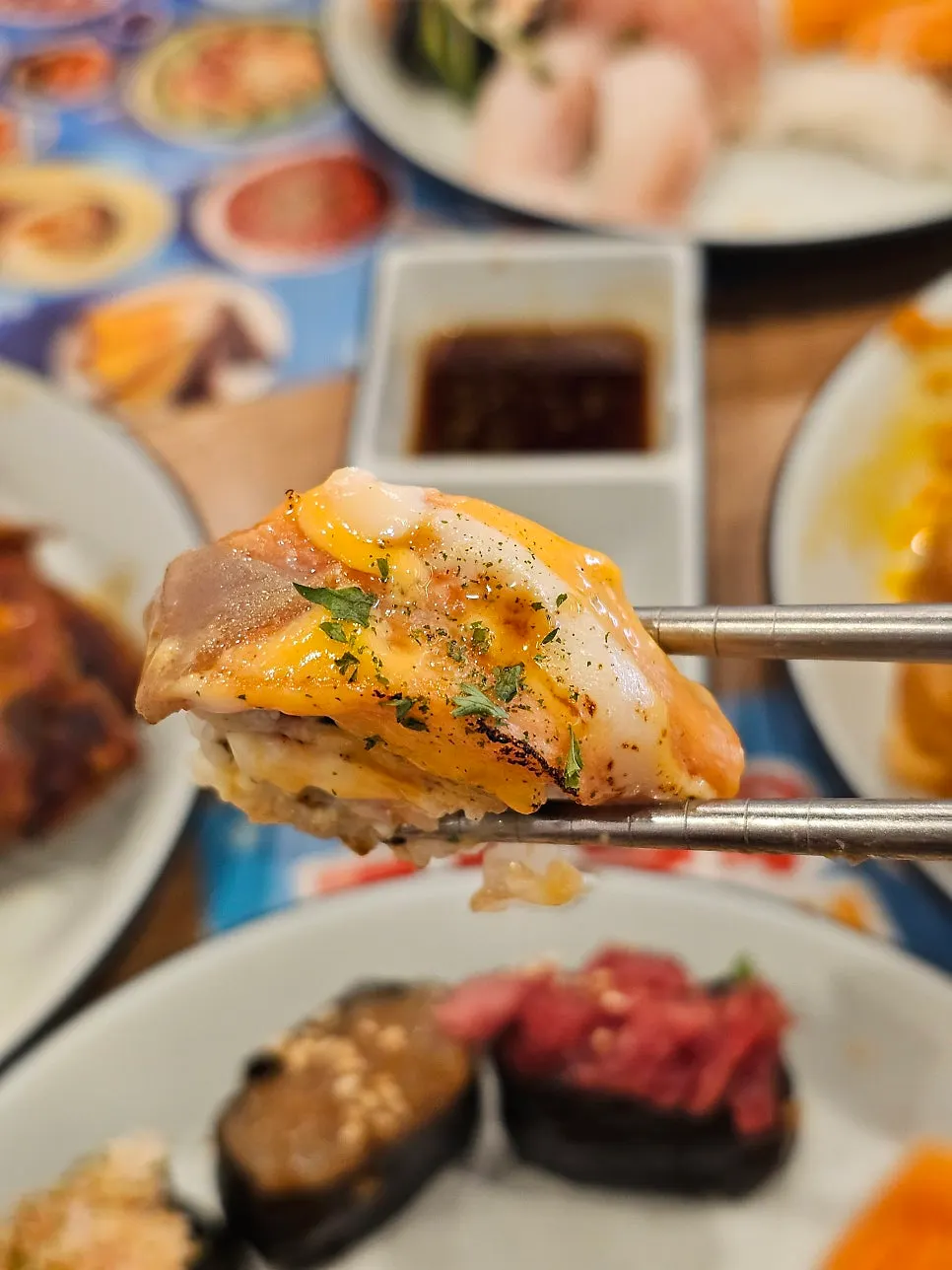 Plate with flounder sushi