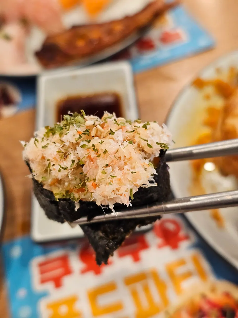 Plate of sushi brought from the buffet