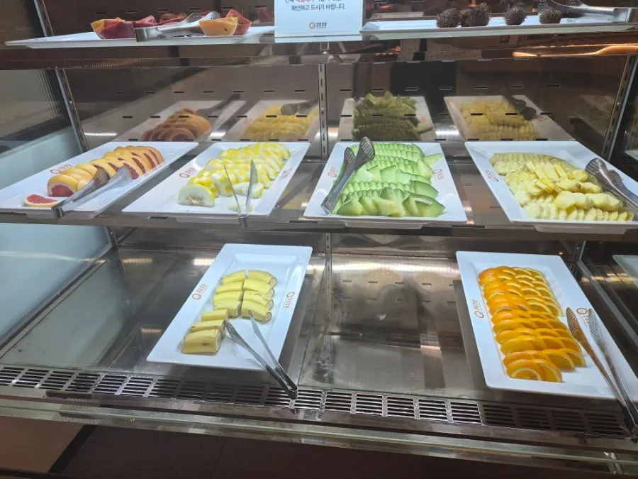 Salmon sushi and dessert dishes