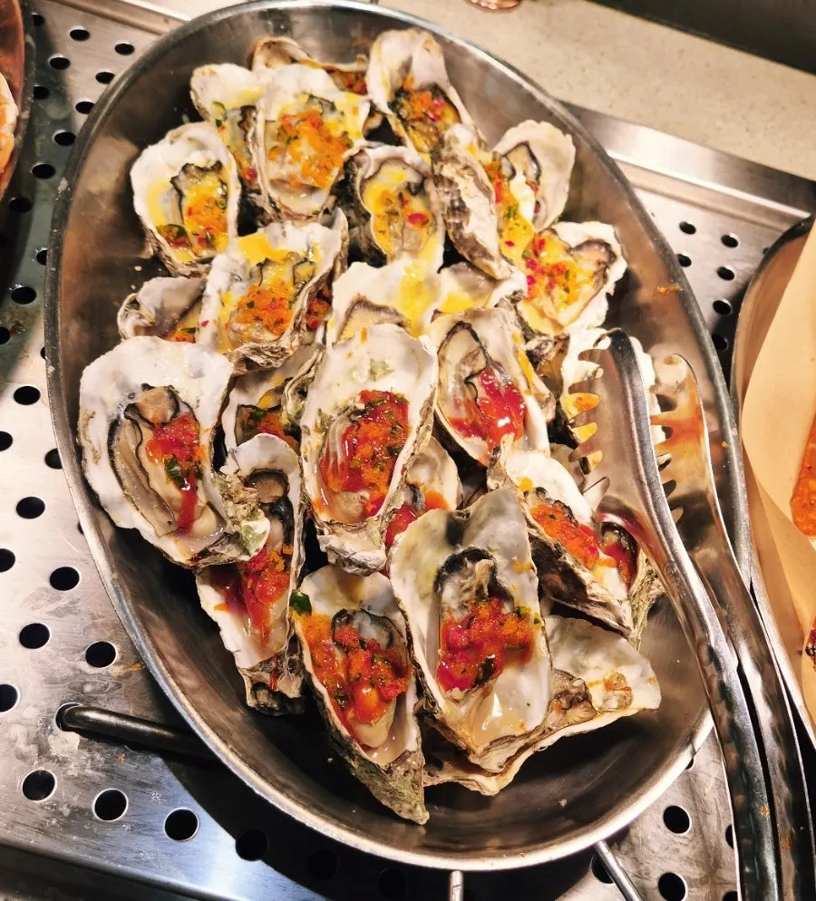 A plate of seafood from the buffet