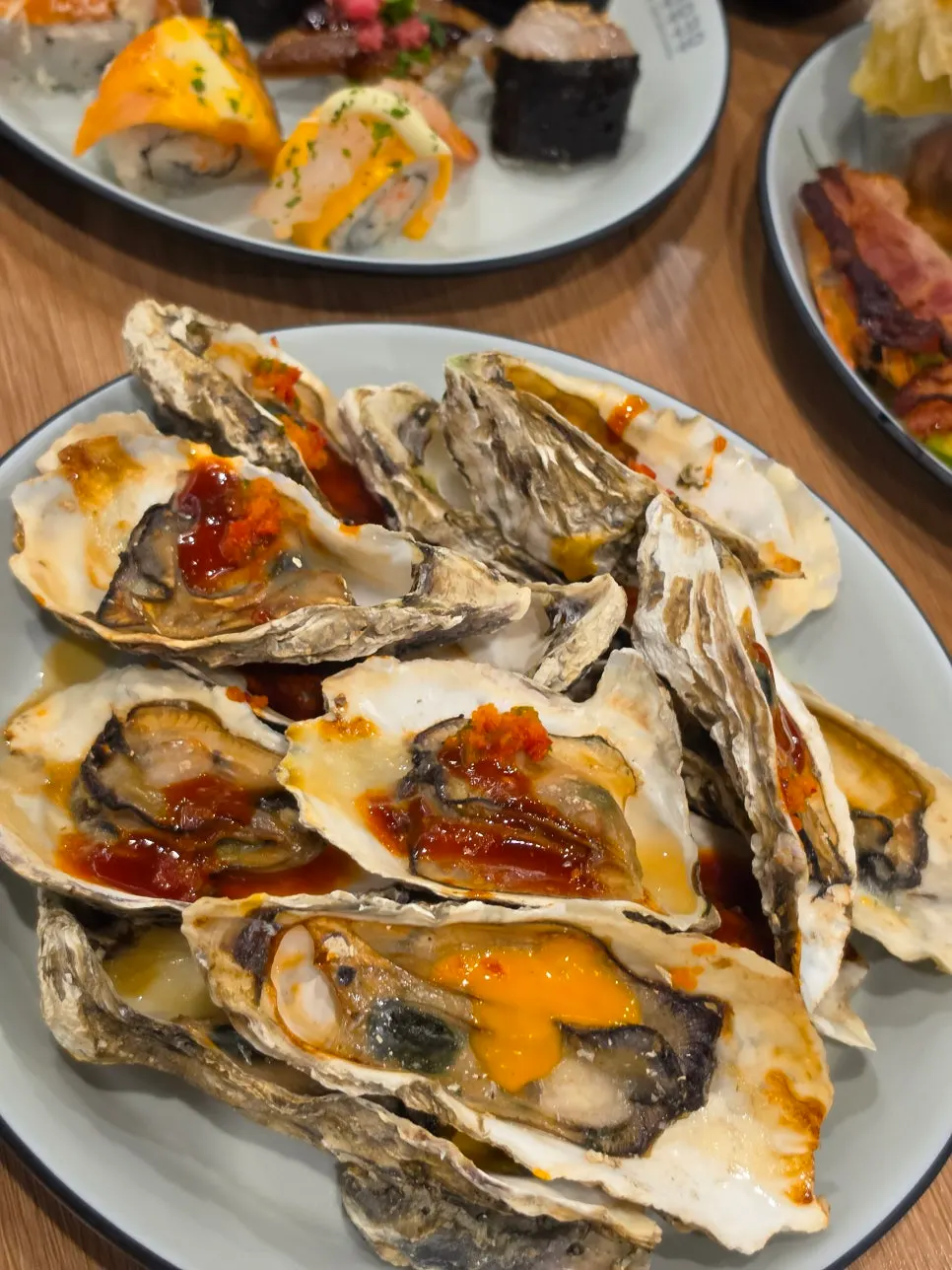 A plate of steamed oysters
