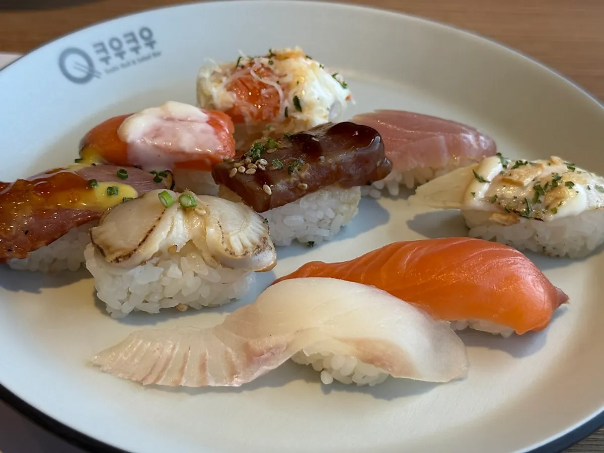 A plate of assorted sushi