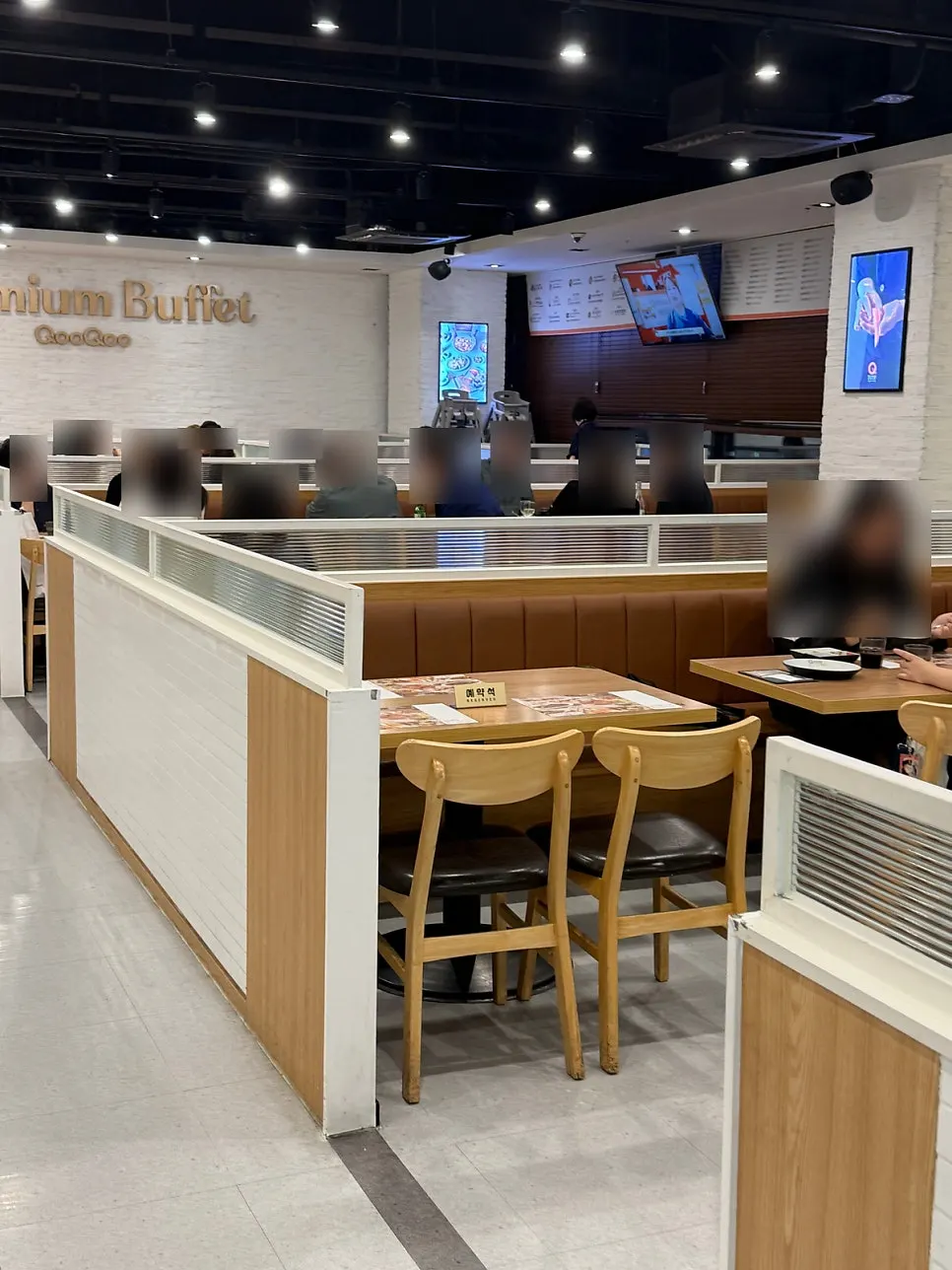 Buffet interior with widely spaced tables