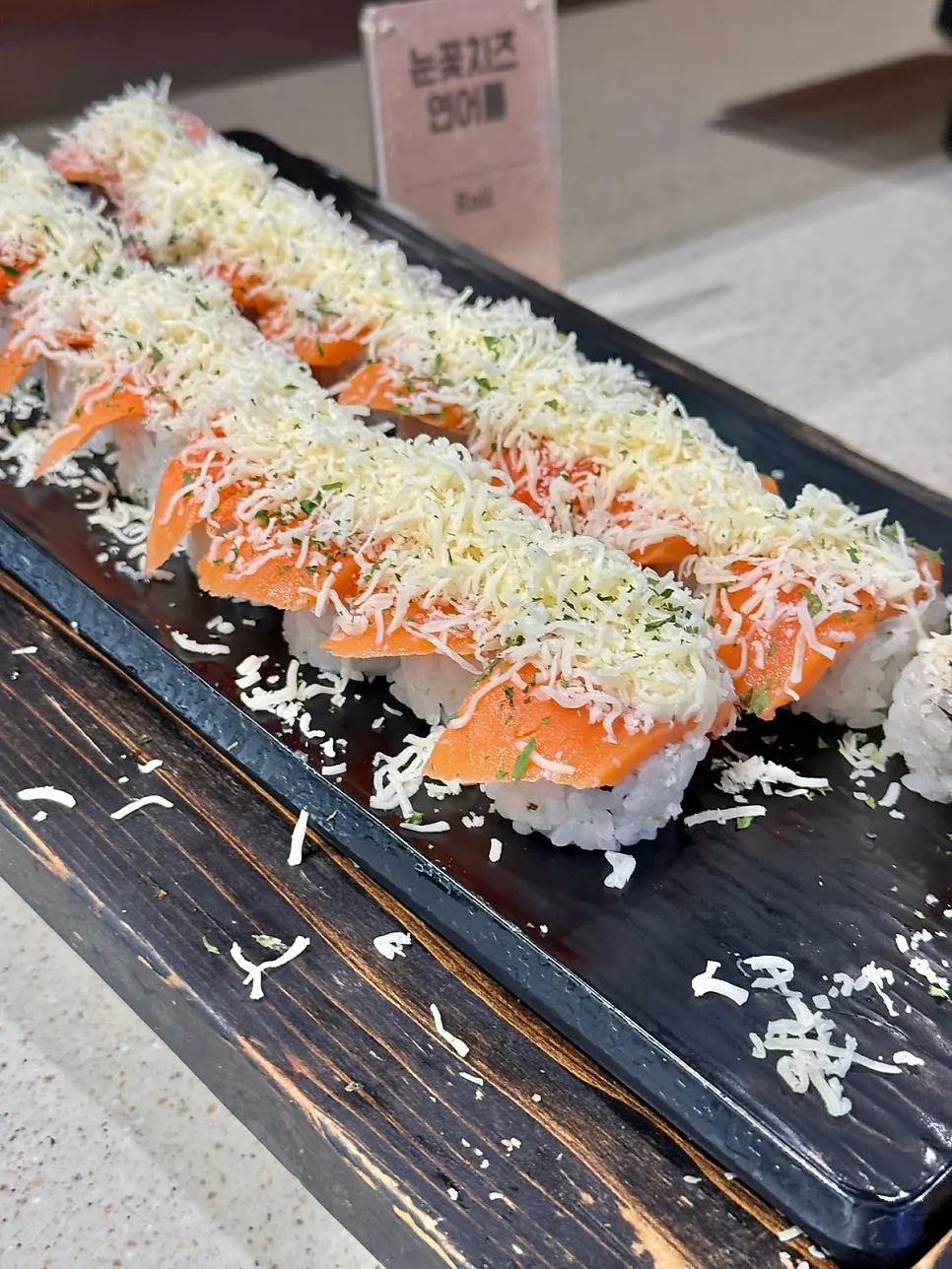 Buffet lineup with a variety of foods