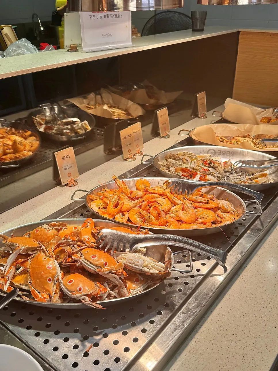 Food counter with assorted sushi