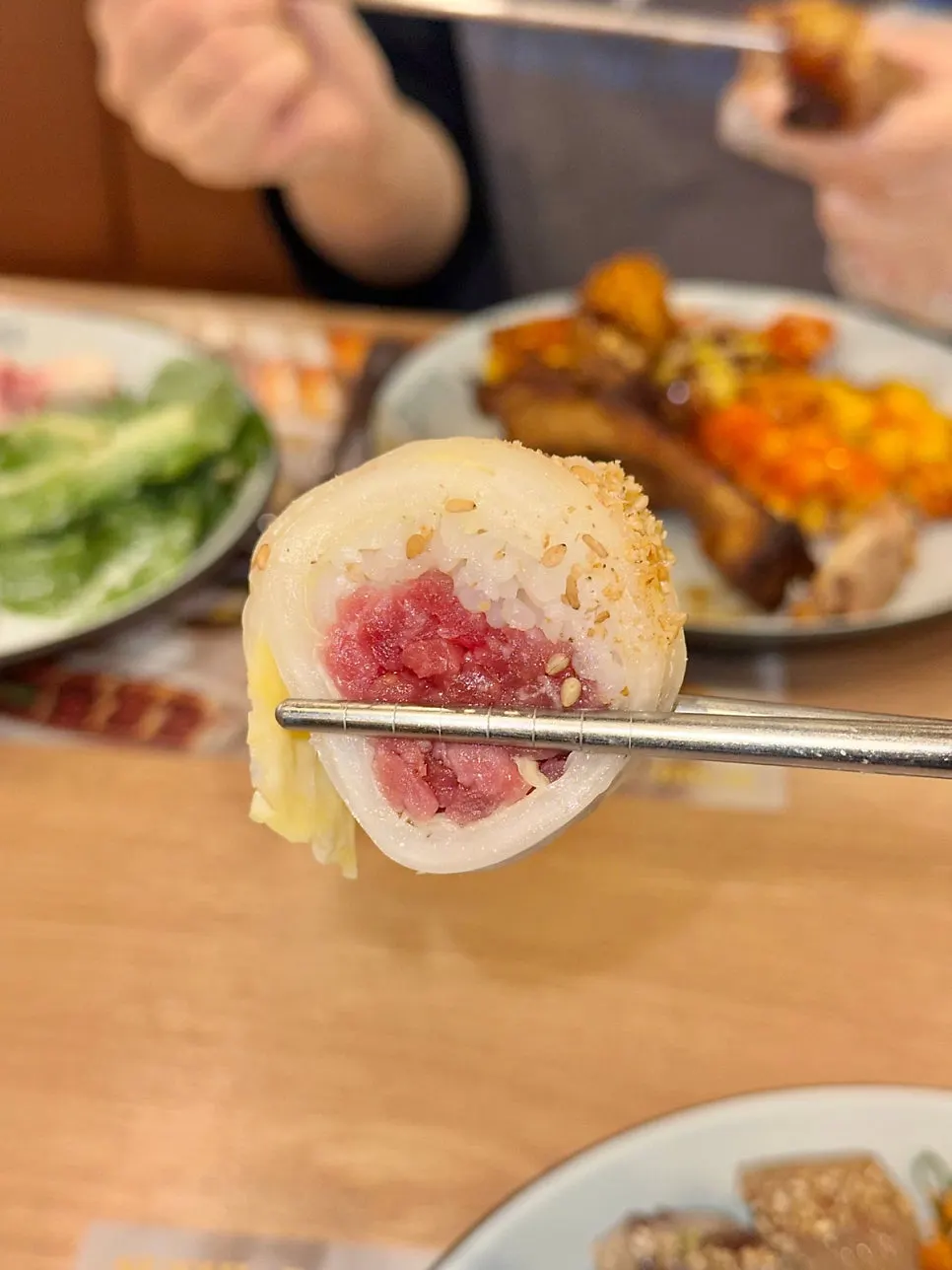 Steamed oysters eaten across three plates