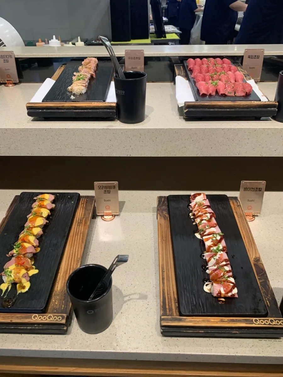 Plate with a variety of sushi