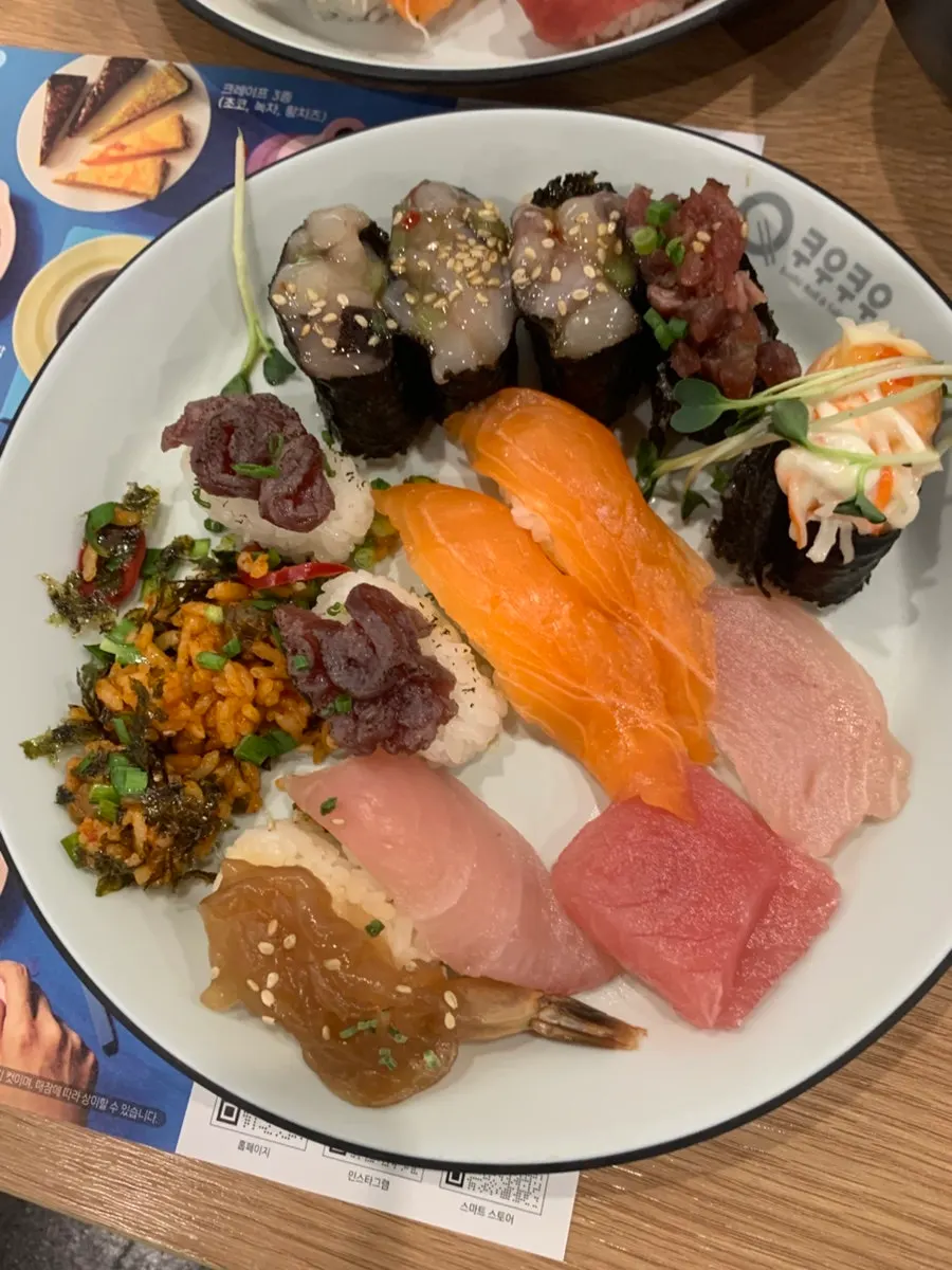 Plate of buffet menu items from Kuu Kuu Nowon Branch