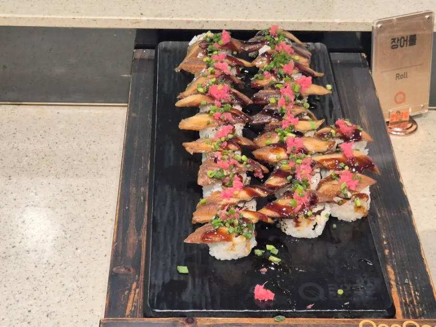 Sushi and steak corner buffet spread