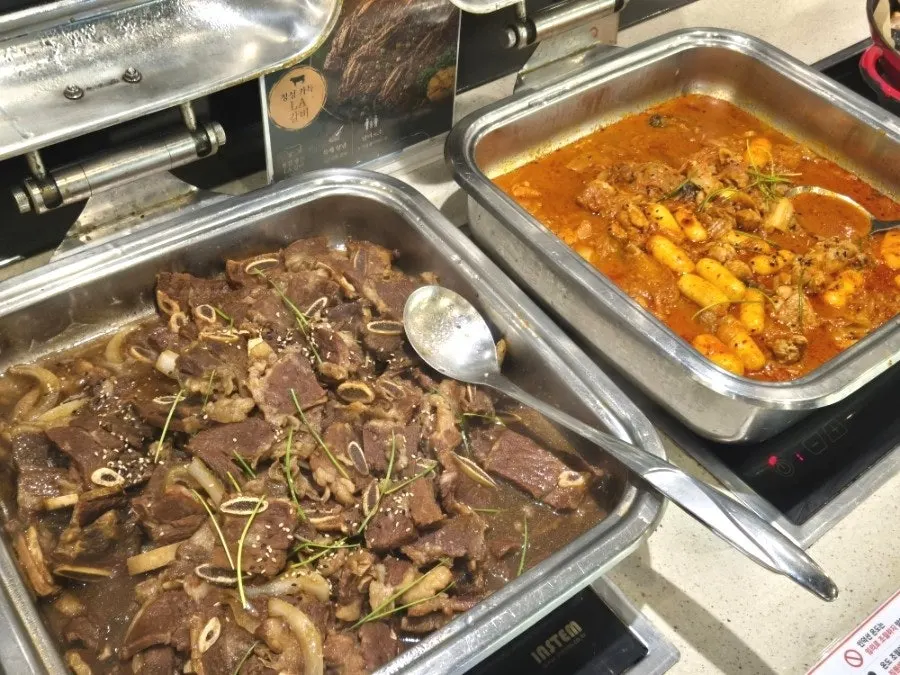 Cooking scene at the steak made-to-order corner