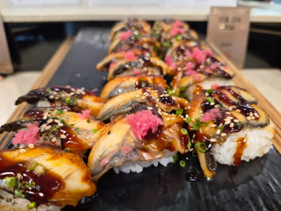 Sushi and rolls at the buffet station