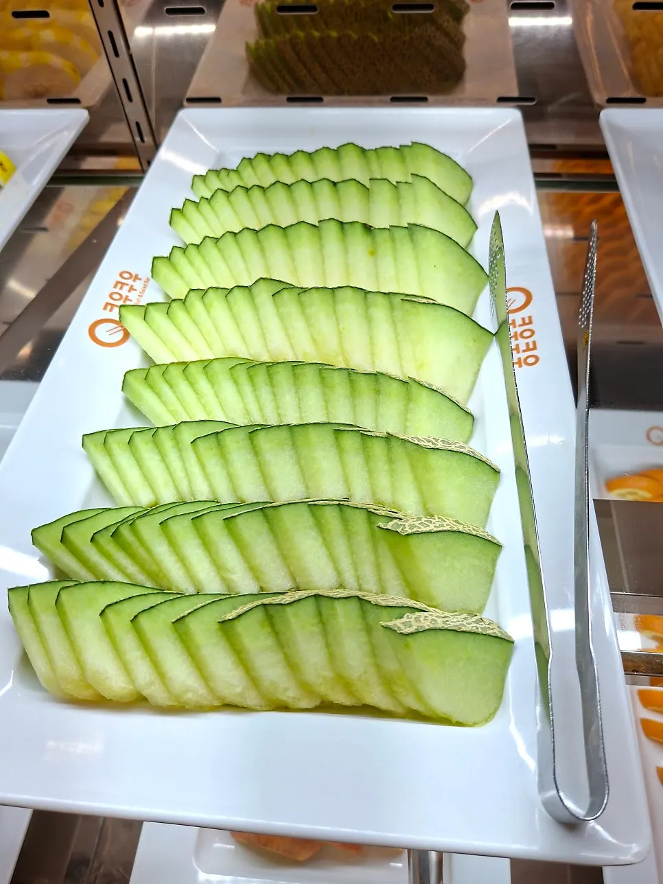 Neatly arranged buffet food