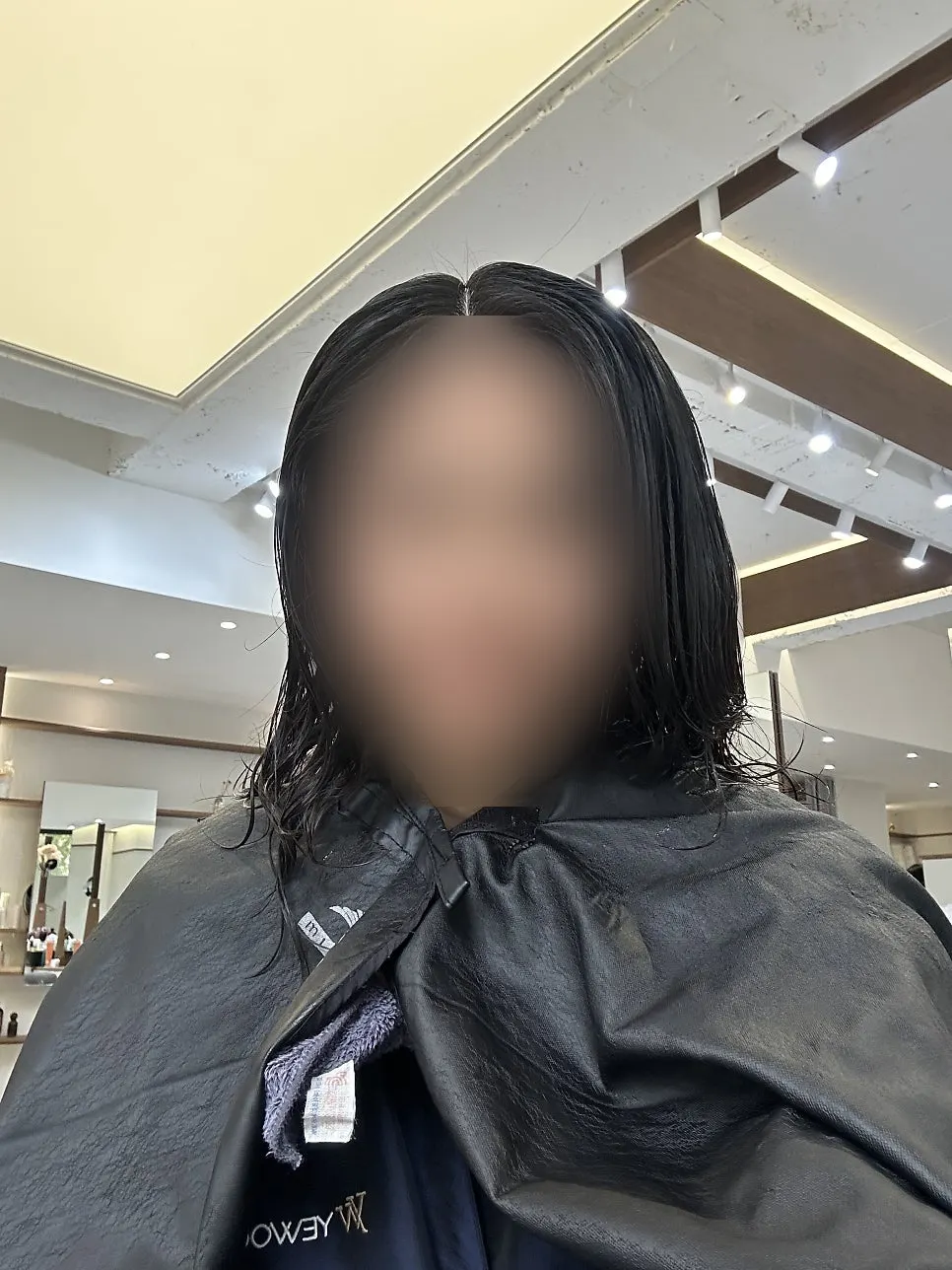 In the middle of volume magic straightening and hair-flow correction