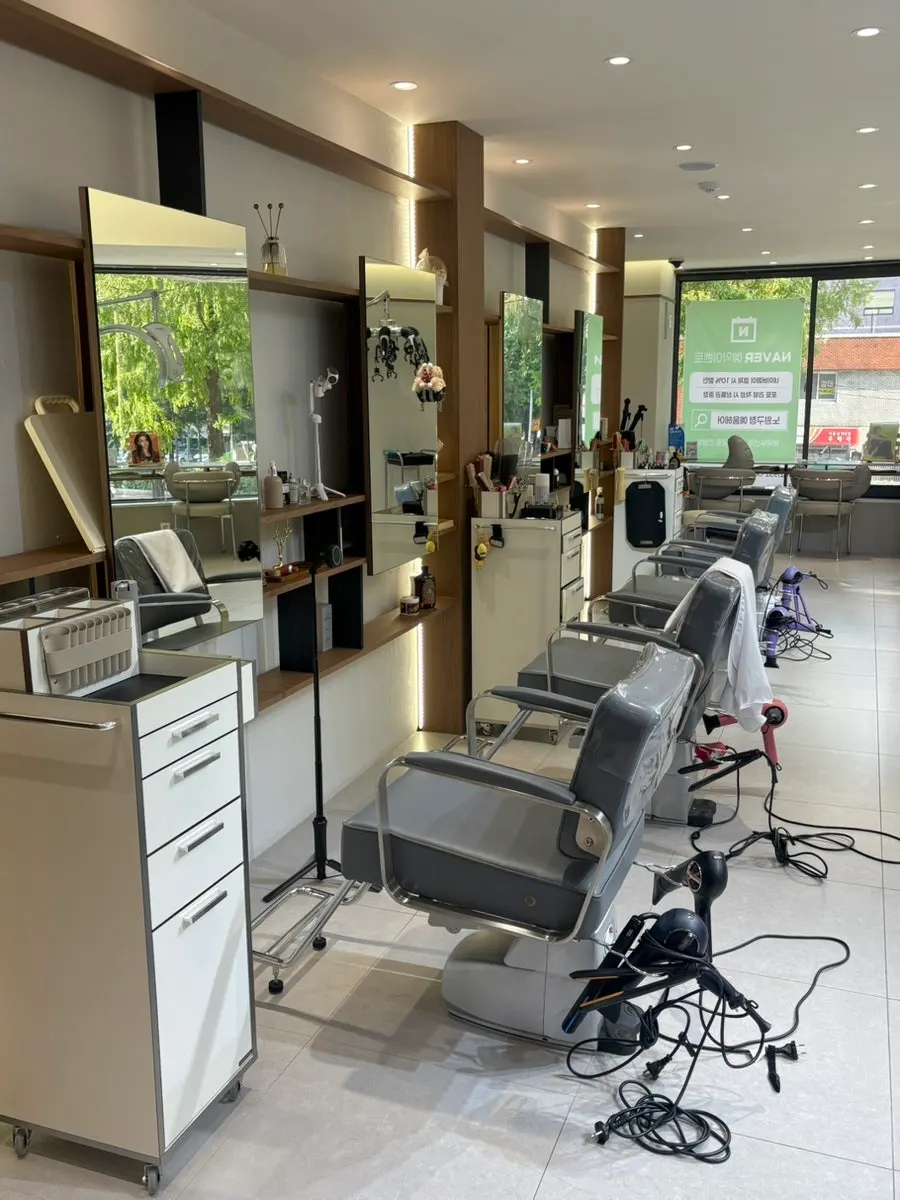 Salon interior decorated with green plants