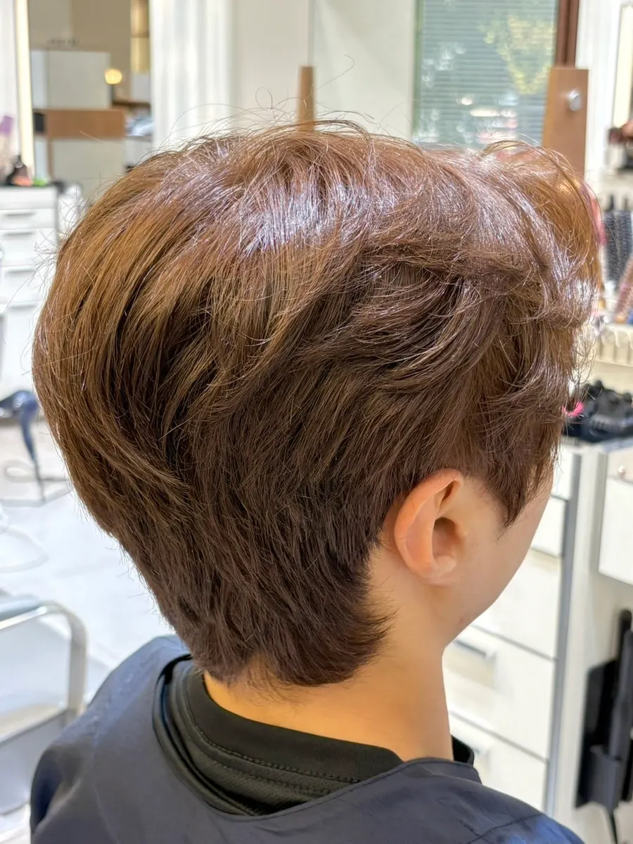 Bright brown hair after shampoo and blow-dry