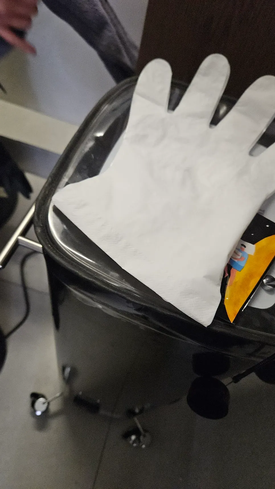 Hand-care mask gloves provided during the service
