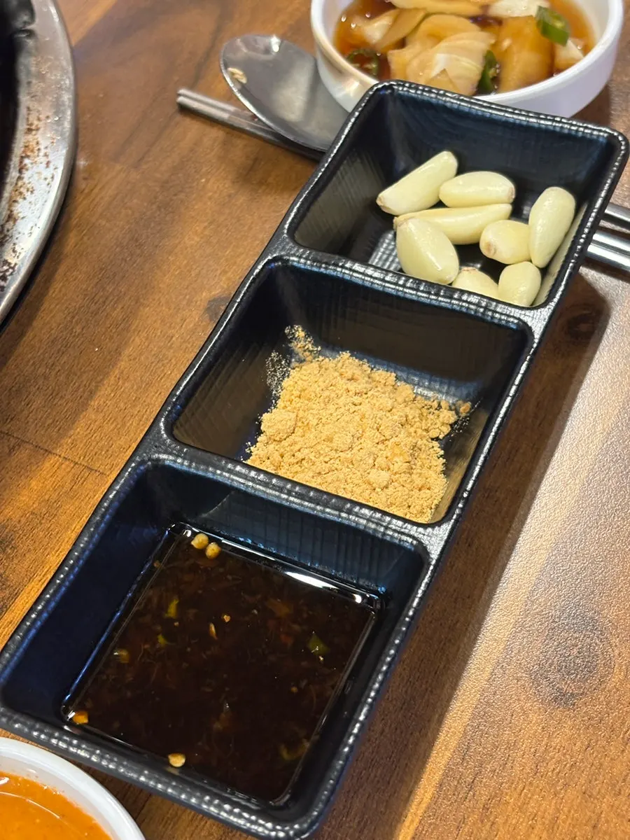 Aged pork belly dipped in the special sauce
