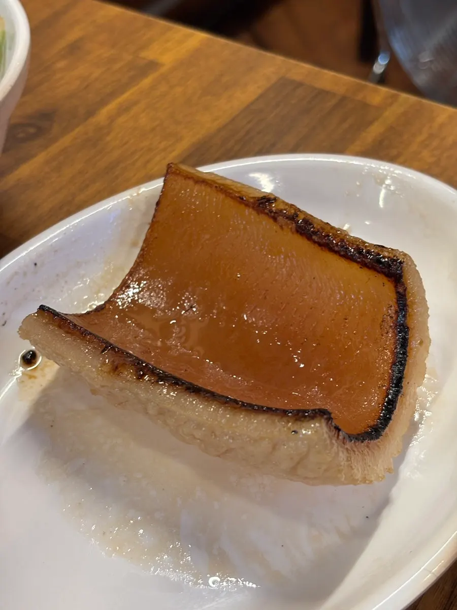 Pork skin dipped in soybean powder