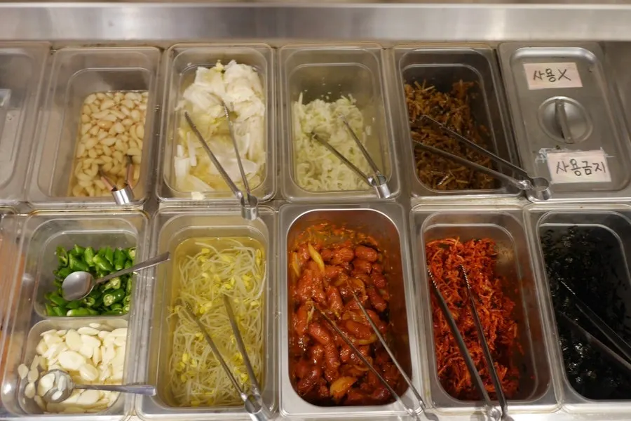 Banchan corner at the self-serve bar