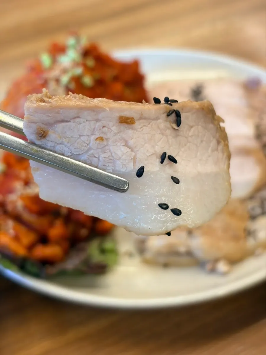 야들야들한 가브리살 수육 클로즈업