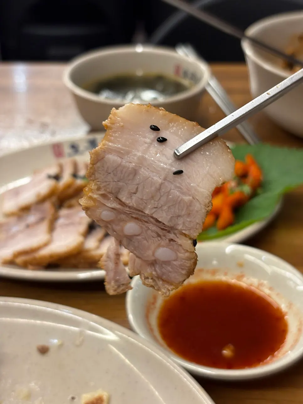 Bossam meat with the cartilage piece attached