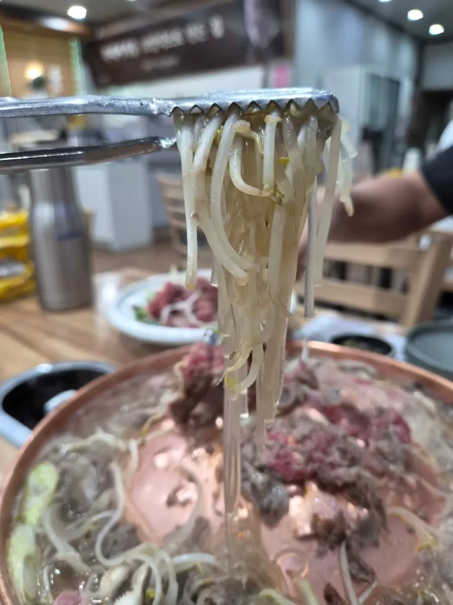 Bulgogi and vegetables dipped in Gorae's special sauce
