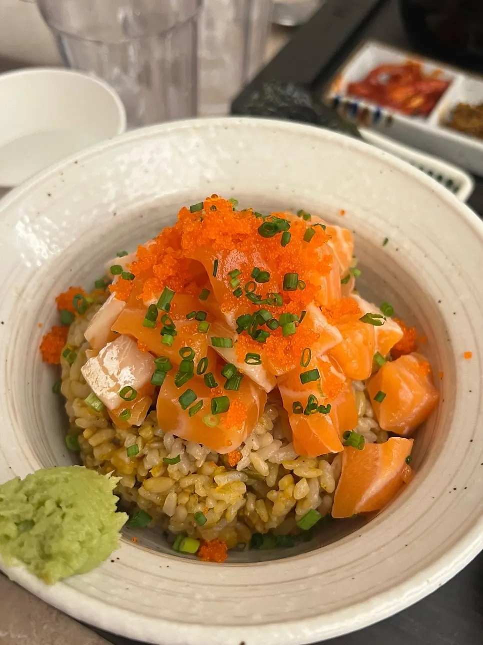 Grain-filled nutrient rice underneath the salmon