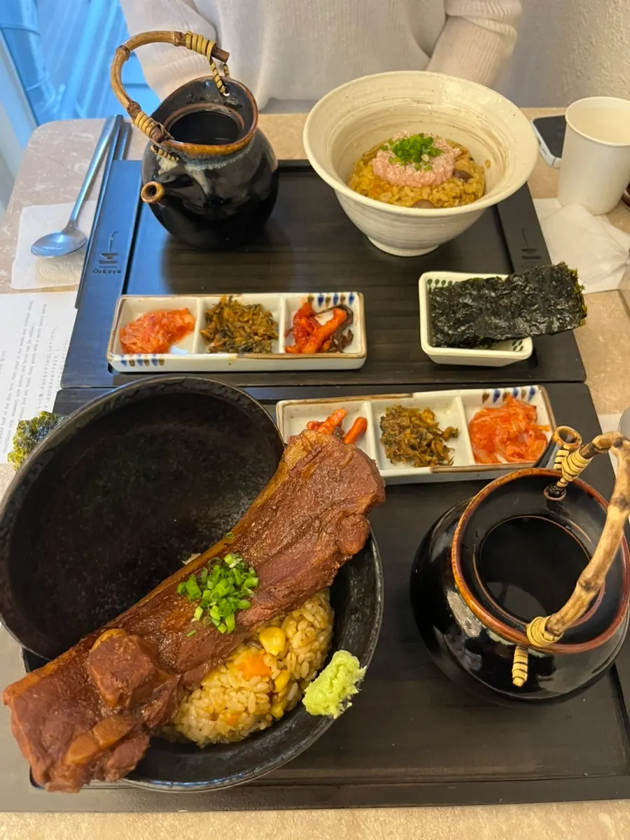 Neatly arranged ochazuke set at Ochaya