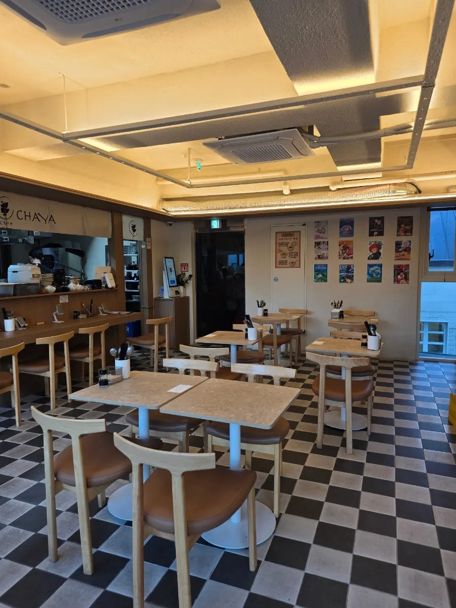 Seating at Ochaya under soft lighting