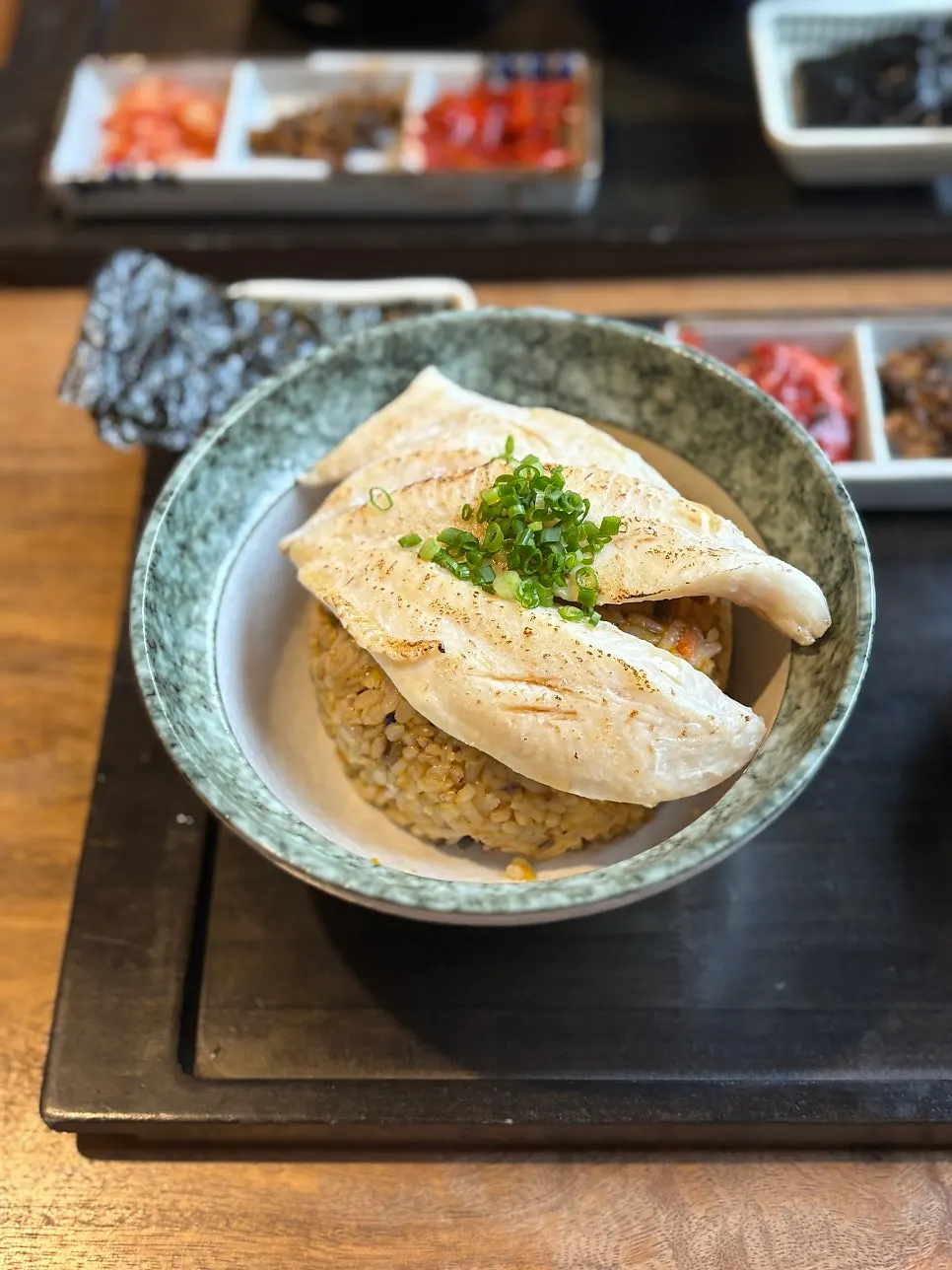 Table setup with John Dory ochazuke and butanokakuni ochazuke