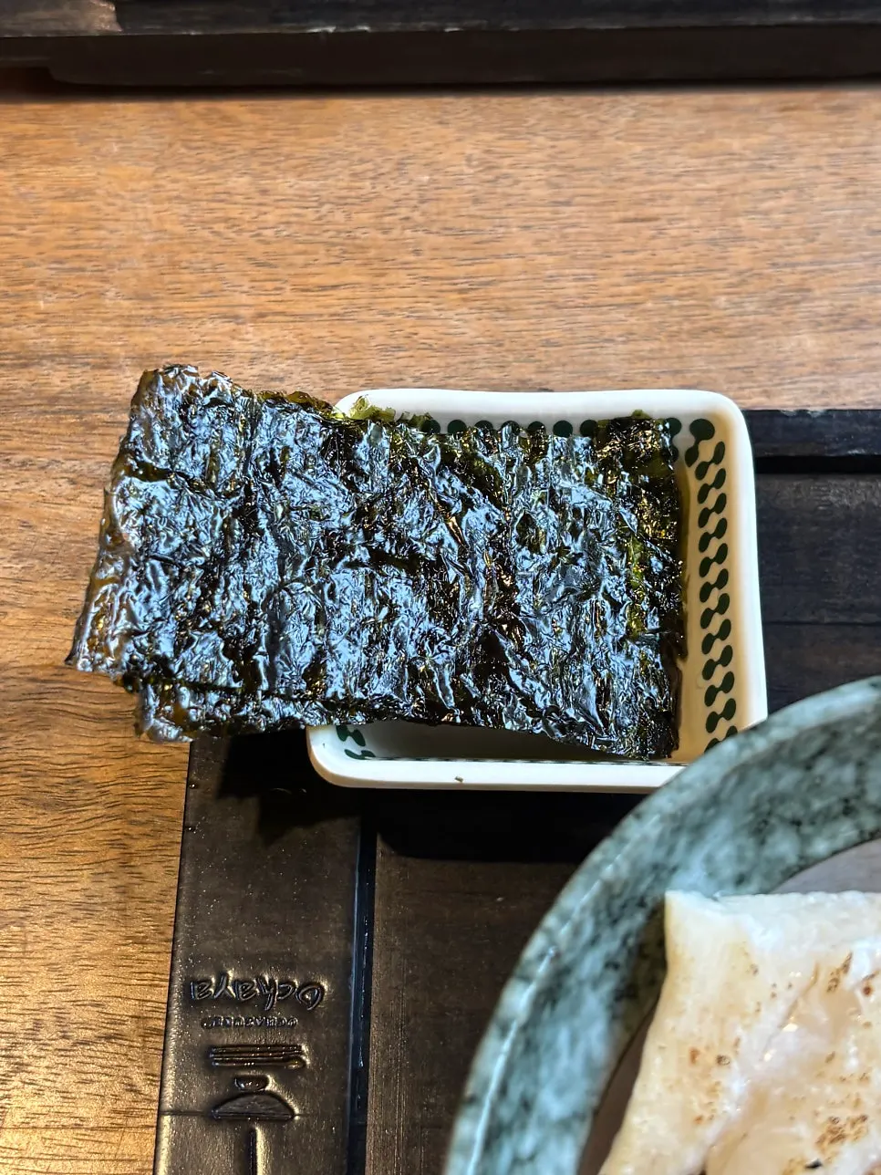 Three side dishes served with the ochazuke