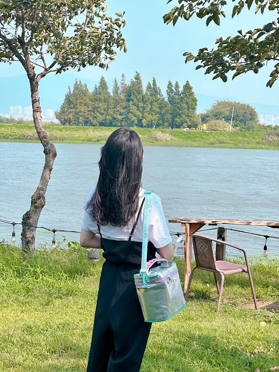 야외에서 본 오로라 쿨러백