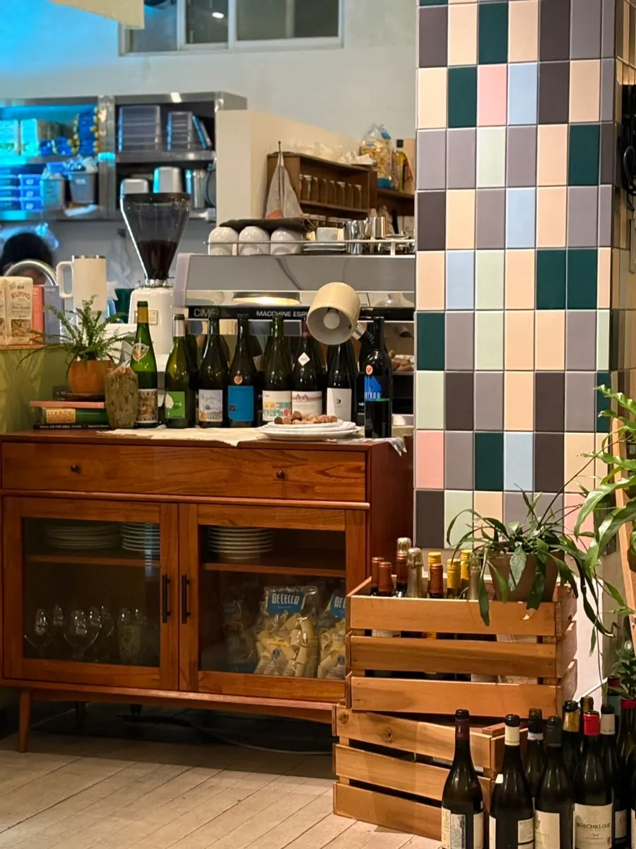 Interior of the restaurant with warm-toned decor