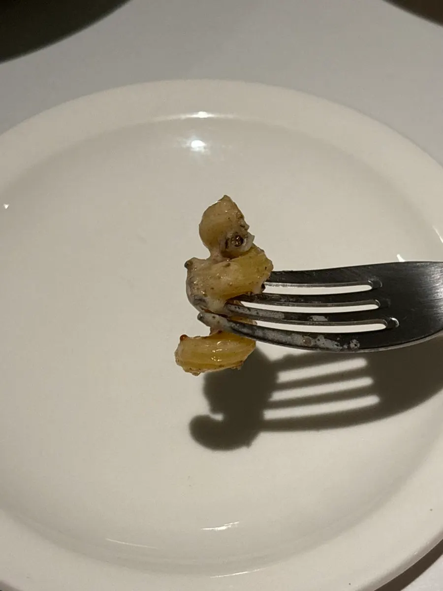 Close-up of curly riccioli pasta
